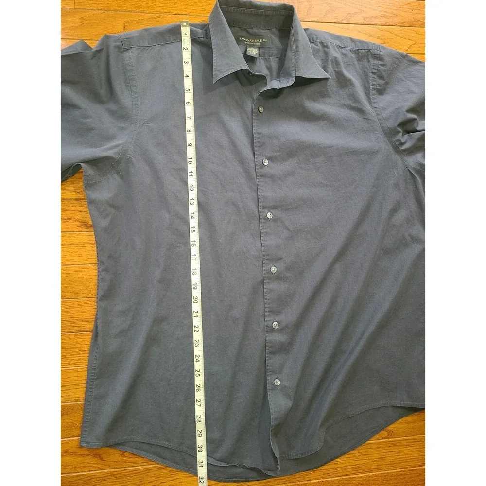 Banana Republic Mens Long Sleeve Collared Shirt Charcoal Gray XL Preppy Classic‎
